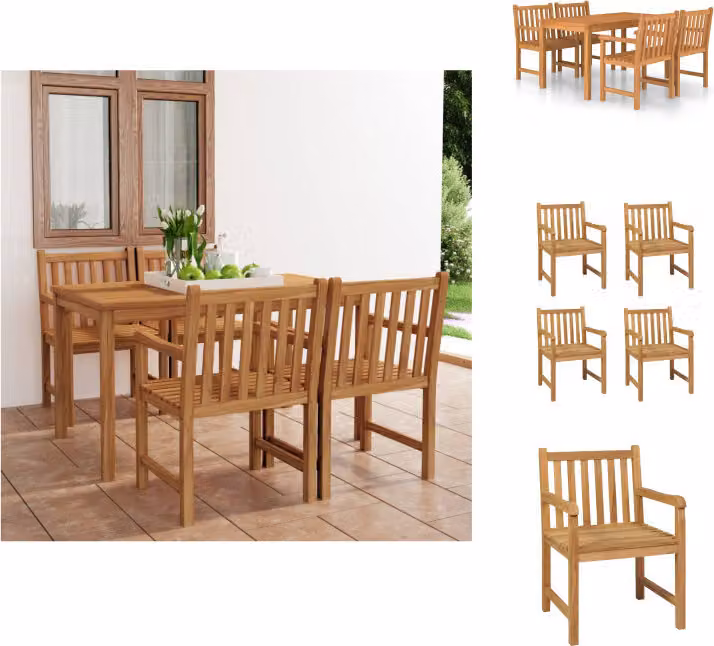 vidaXL Set da pranzo da giardino 5 pezzi in teak massiccio - Set di mobili da giardino