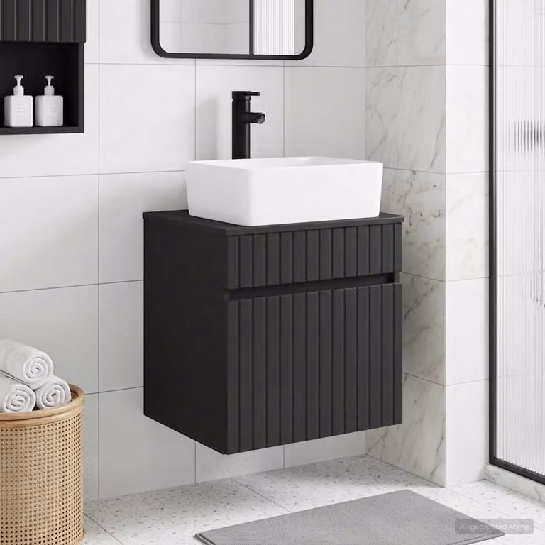 Mobile lavabo da parete vidaXL moderno in MDF nero L: 49 cm, P: 41 cm, H: 63 cm