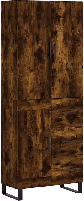 Credenza | Madia | Buffet da pranzo | Armadio da pranzo Rovere Fumo 69,5x34x180 cm in Legno Multistrato