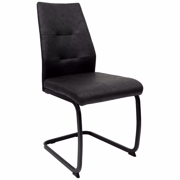 Sedie da pranzo moderne in Pelle finta - sedie a sbalzo imbottite con robusta struttura in metallo - sedie a sbalzo di facile manutenzione con superficie traspirante, Colore: nero; Quantità: 1 pz.