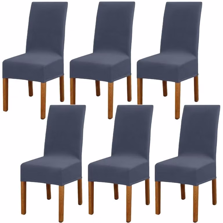 Coprisedie da pranzo, set da 6 - Elasticizzati - Antibatterici - Antipolvere - Leggeri - Resistenti e riutilizzabili - Protezioni per sedie