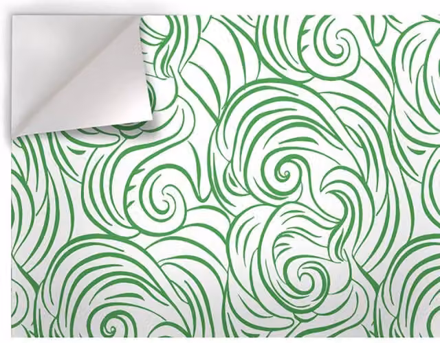 ONDE RICCE - Pellicola stampata adesiva in PVC finitura opaca Colore: Verde, Misura: 100x1000 cm