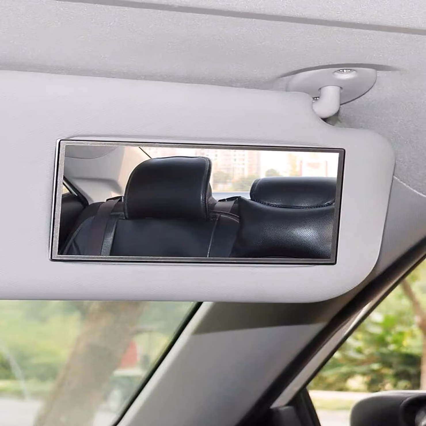 Specchio per trucco adesivo per auto, con finitura in acciaio inossidabile