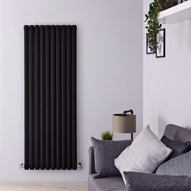 Radiatore Termosifone Revive in Acciaio Nero Opaco L: 160 cm, H: 59 cm