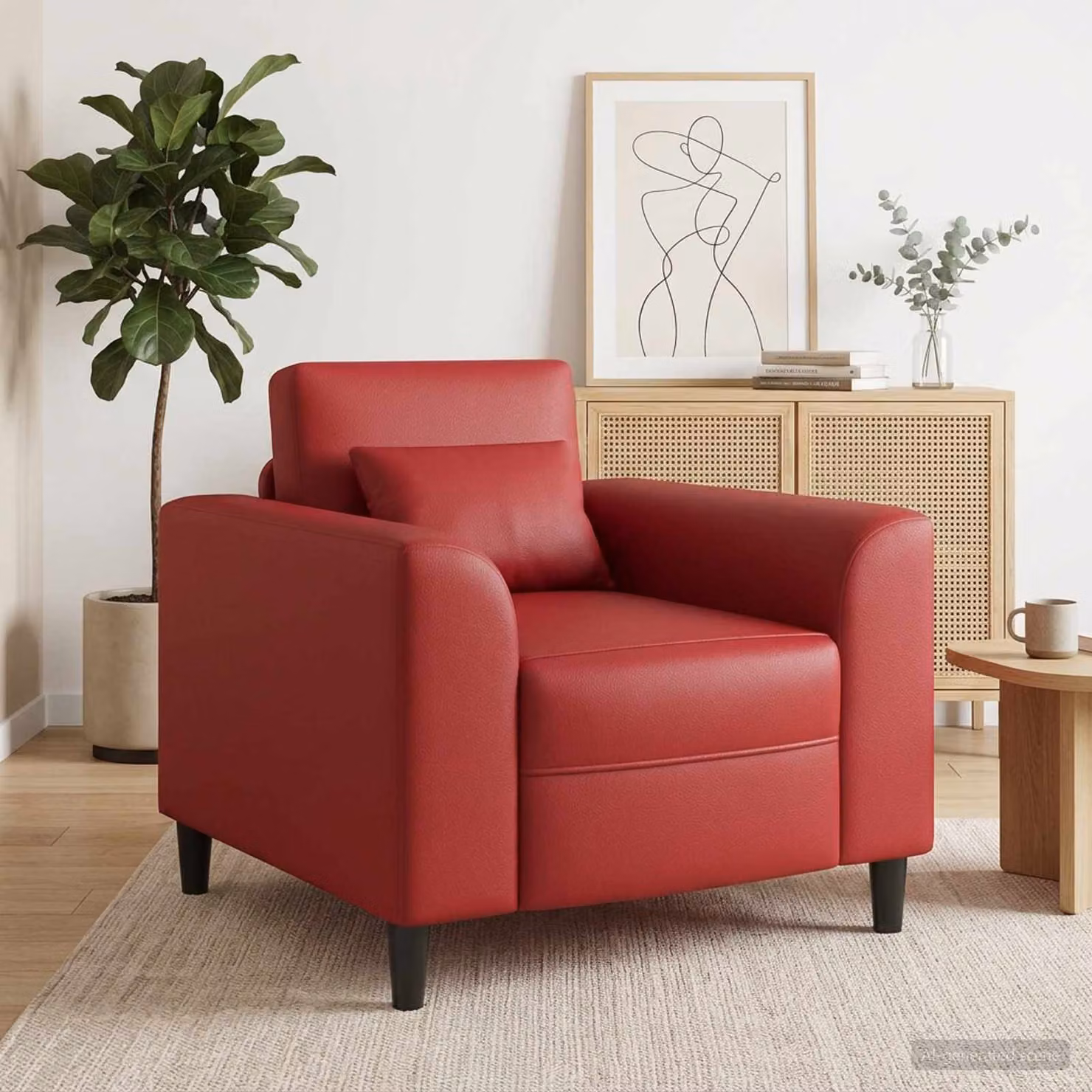 Poltrona moderna vidaXL in similpelle rossa con braccioli per soggiorno e camera da letto