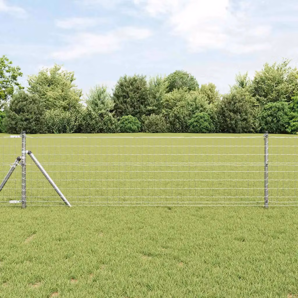 Recinzione Euro vidaXL in ferro rivestito in PVC color argento, L: 25 m, H: 0,6 m