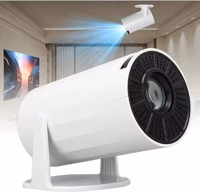 Mini Proiettore Multimediale Portatile Andowl LED Ultra HD 4K con Supporto Girevole 180°, Bianco