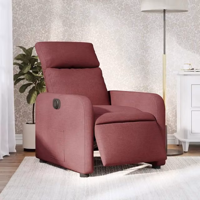 Poltrona Elettrica Reclinabile-Divano Sedia Rosso Vino in Tessuto 446084