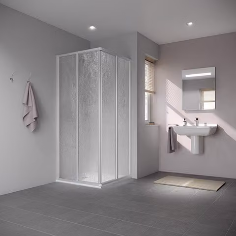 Kermi angolare mezza parte Nova 2000 2 parti 800x1750mm argento Fontana light