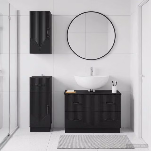 Set di armadietti da bagno in 3 pezzi HOORN Nero 3417793