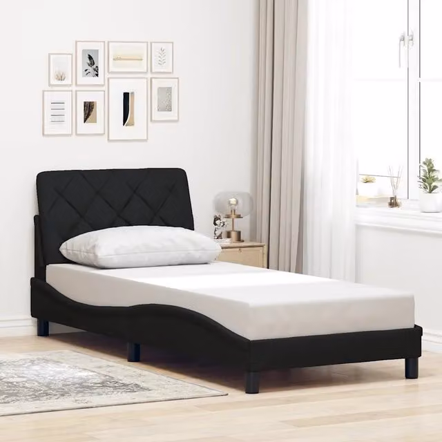 Giroletto vidaXL in tessuto nero senza materasso L/P/H: 90 x 200 cm
