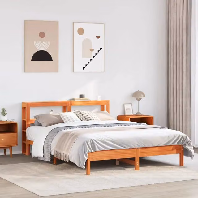 Letto senza Materasso-Struttura Letto Marrone Cera 150x200 cm in Legno di Pino 887244