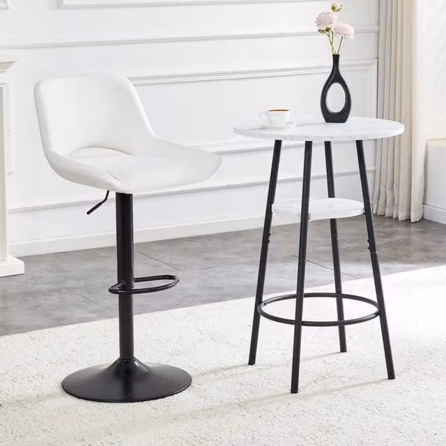 Bancone moderno Zephmum con ripiano in marmo bianco e telaio nero L: 60 cm, H: 89 cm