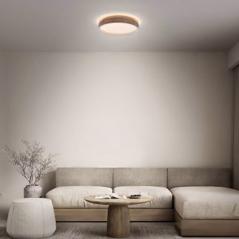 OSRAM Plafoniera soffitto ORBIS MARIANO, dimmerabile, Legno chiaro, Soggiorno / Sala da pranzo, Metallo, Moderno, Plafoniera