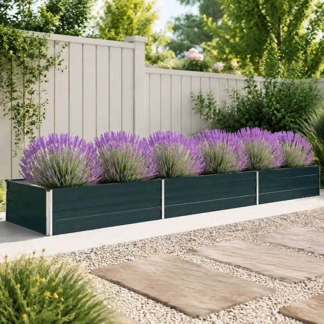 Garden Raised Bed Galvanized Steel 480x80x45 Cm Green