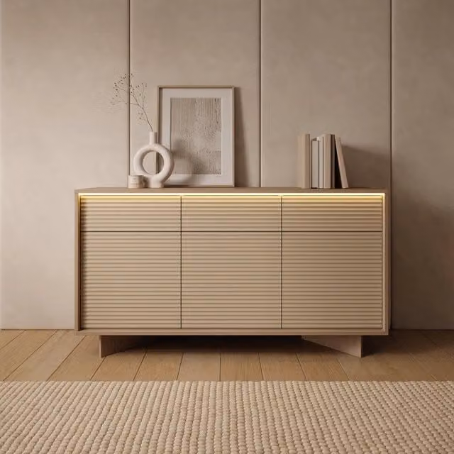 Madia Hatareta, Credenza 3 Cassetti, 154x40x84h cm Marrone Rovere