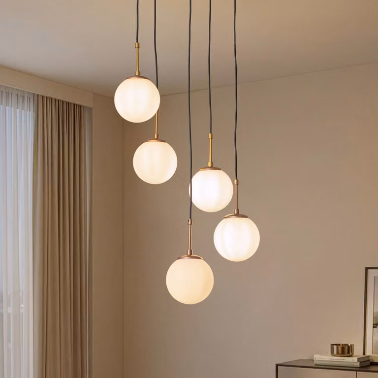 Lampada a sospensione in vetro Opviq, dimmerabile, Bianco / Opale, Soggiorno / Sala da pranzo, Vetro, Lampada a sospensione