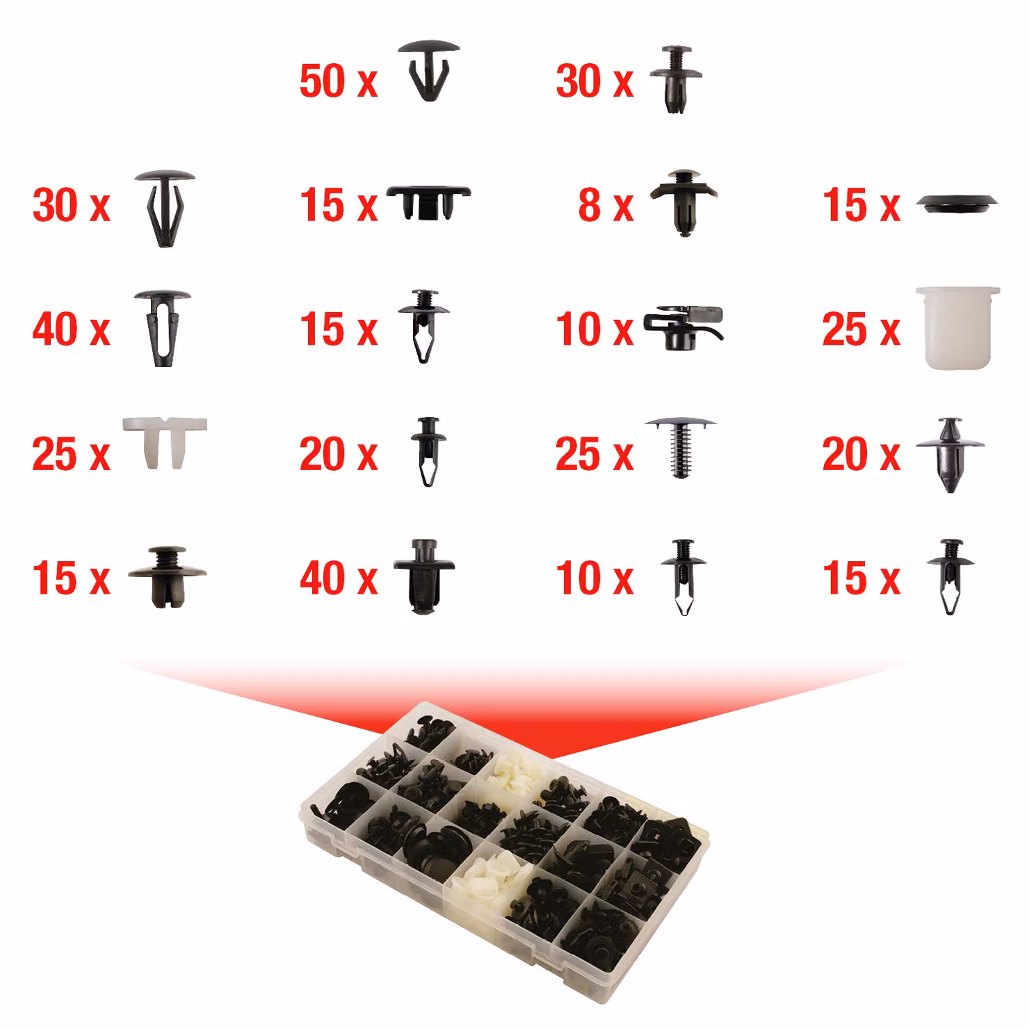 KS TOOLS Set di clip di fissaggio per Nissan 408 pezzi - 420.0550