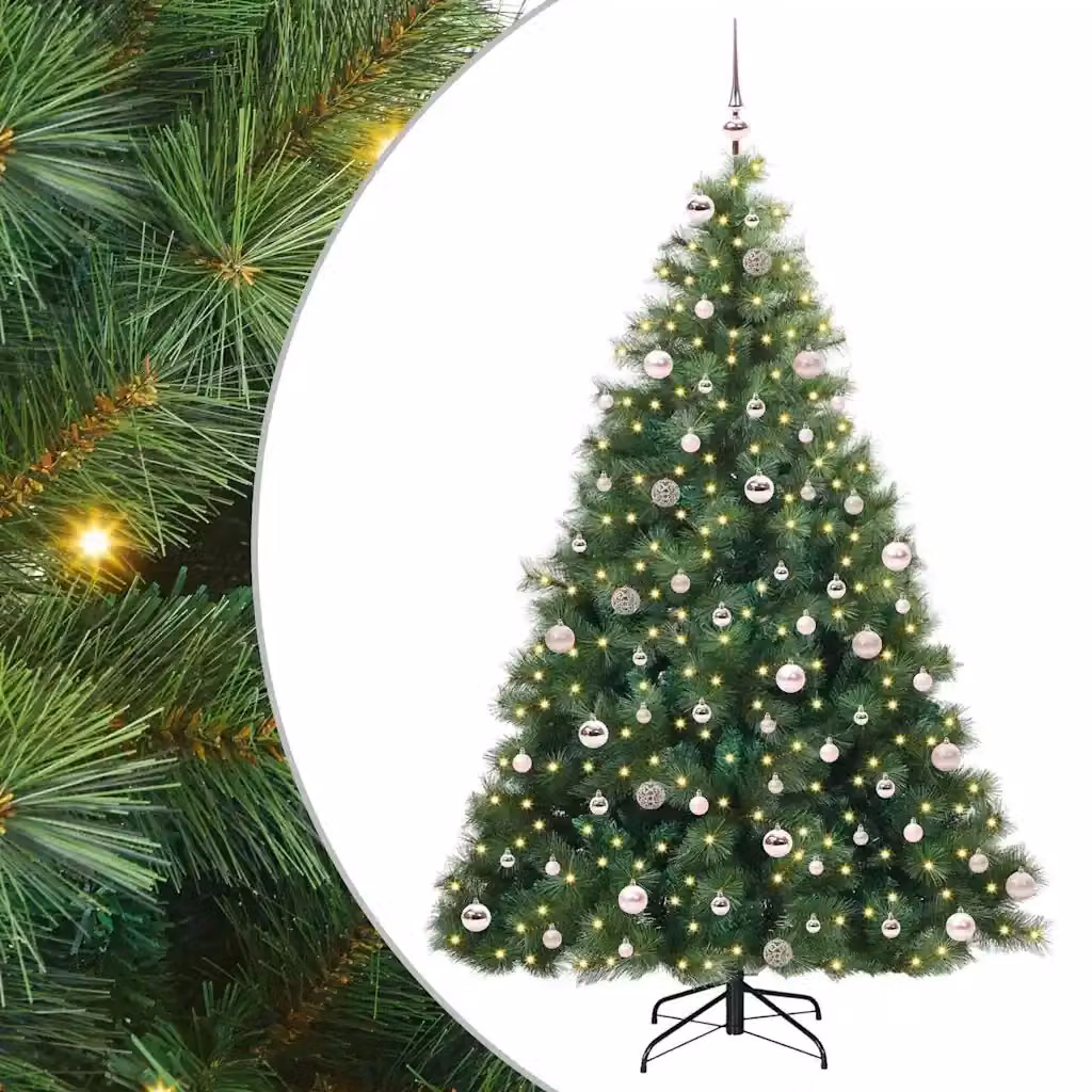 Albero di Natale artificiale moderno vidaXL verde con 300 LED luce bianca calda in PE e PVC, Altezza: 240 cm – 2