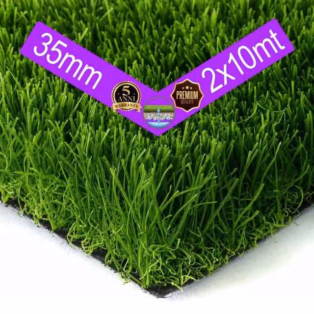 Prato Sintetico Tappeto erboso 35MM H2X10M - (20MQ) Erba Sintetica per Esterno, Erba Finta Terrazzo, Erba Artificiale per Giardino, Balcone, Piscina, Resistente, Tappeto Erba Sintetica