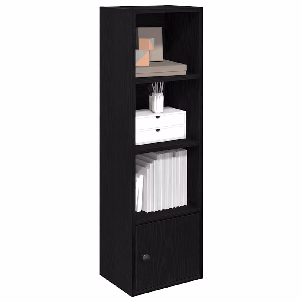 Libreria moderna vidaXL in legno nero con pannello posteriore L 31 cm, P 24 cm, H 102 cm