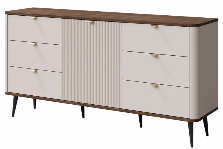 Credenza Marly cassettiera 160x40x82cm colore selezionabile 1 anta cashmere / noce