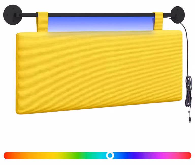 Testiera sospesa Con luce LED Giallo Chiaro Tessuto in Cords