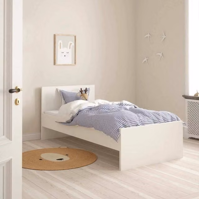 Letto singolo Assar DMORA bianco, struttura porta materasso moderna L: 196,6 cm, P: 151 cm, H: 80 cm