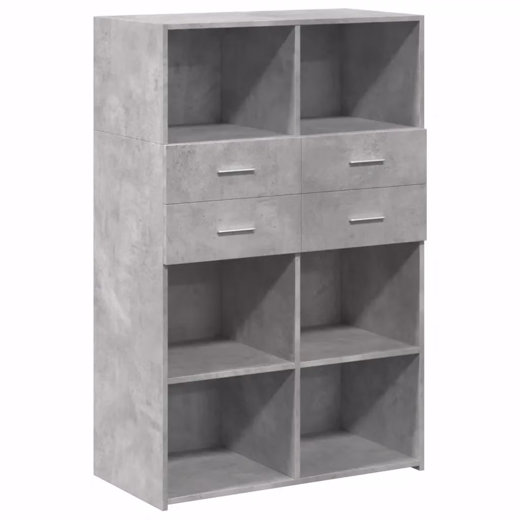 Credenza moderna vidaXL in legno multistrato e MDF, colore grigio, L 80 cm x P 42,5 cm x H 124 cm – 2