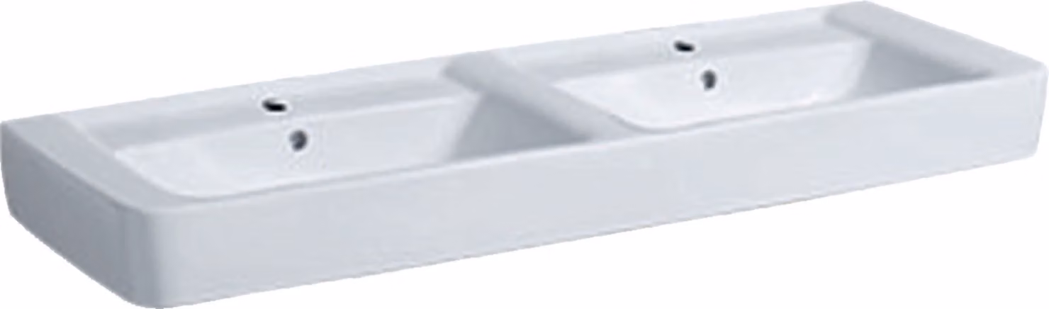 Geberit Renova Plan, lavabo double, 130x48 cm, 1 trou pour robinet, avec trop-plein, 501710, 501.710.00.1, 501.710.00.1