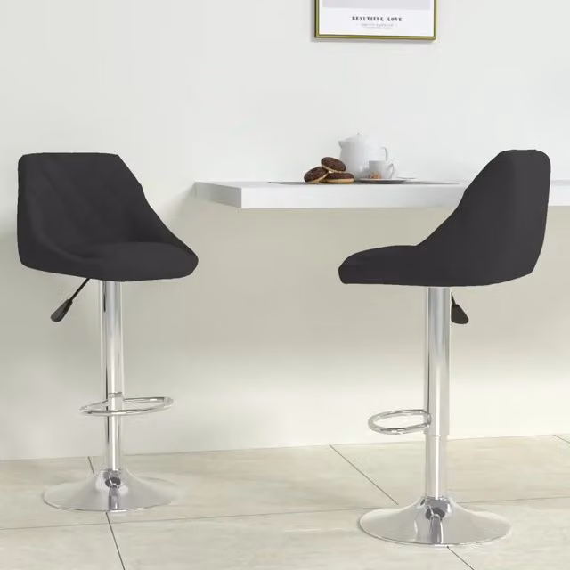Set di 2 sgabelli da bar vidaXL in velluto nero con base girevole a 360 gradi