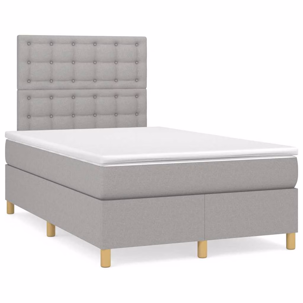 Letto Ibrido con Materasso e Illuminazione LED vidaXL in Tessuto Grigio e Bianco L/P/H: 120 x 200 x 123 cm