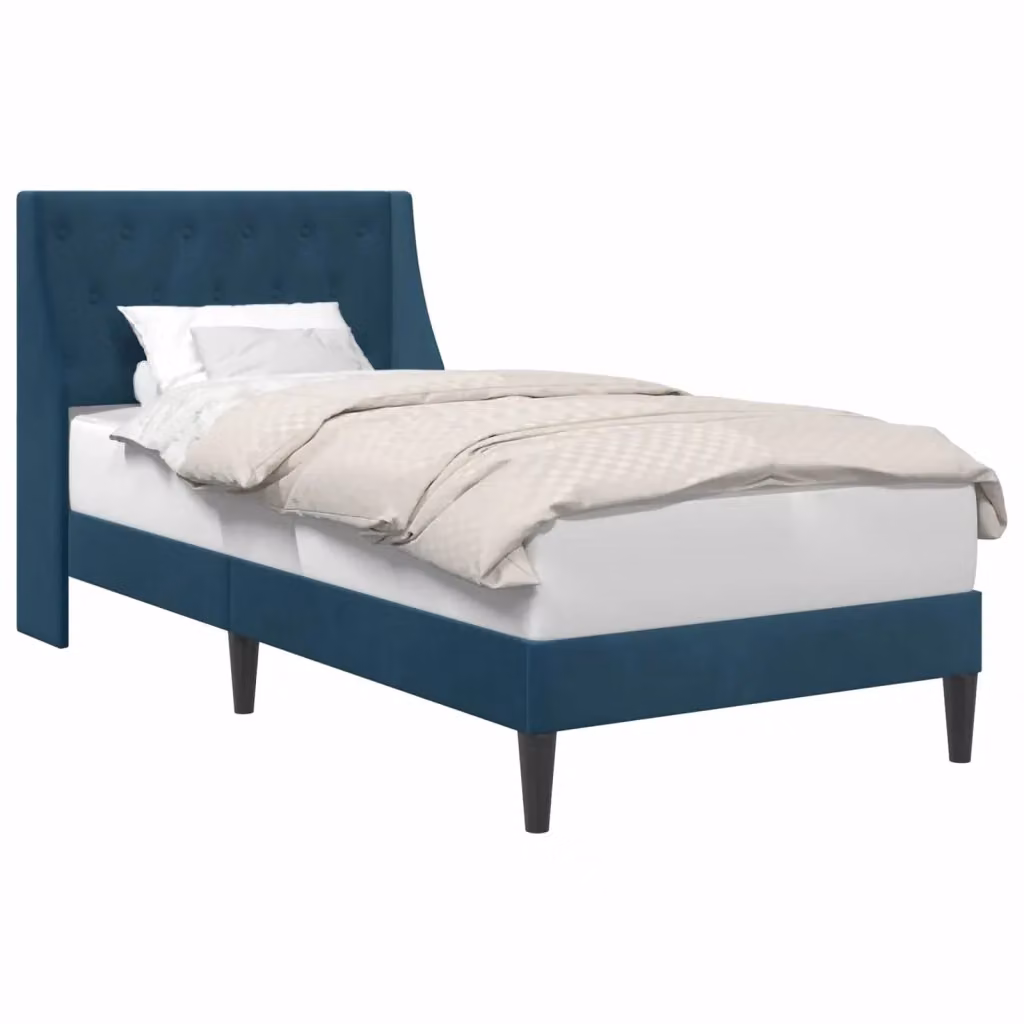 Letto moderno con testiera in velluto blu vidaXL L: 202 cm, P: 100 cm, H: 96 cm – 2