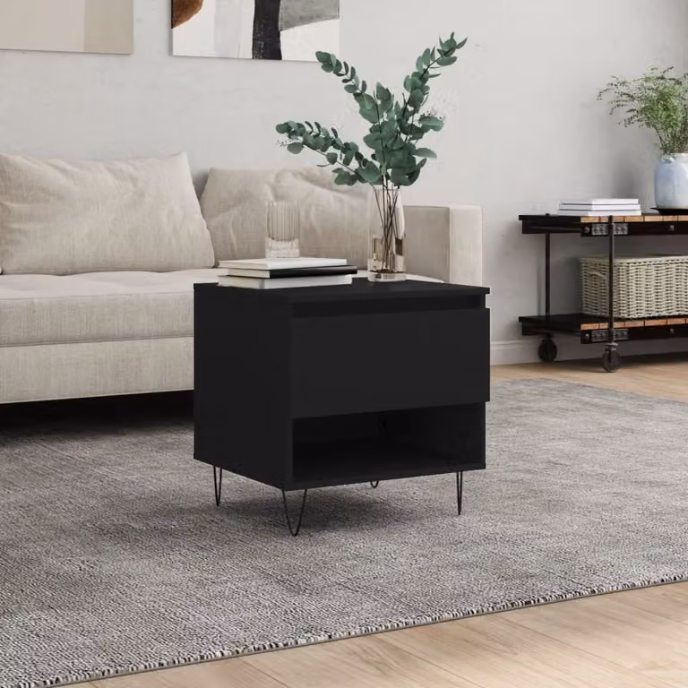 Maison Exclusive - Tavolino nero 50x46x50 cm Materiale ligneo
