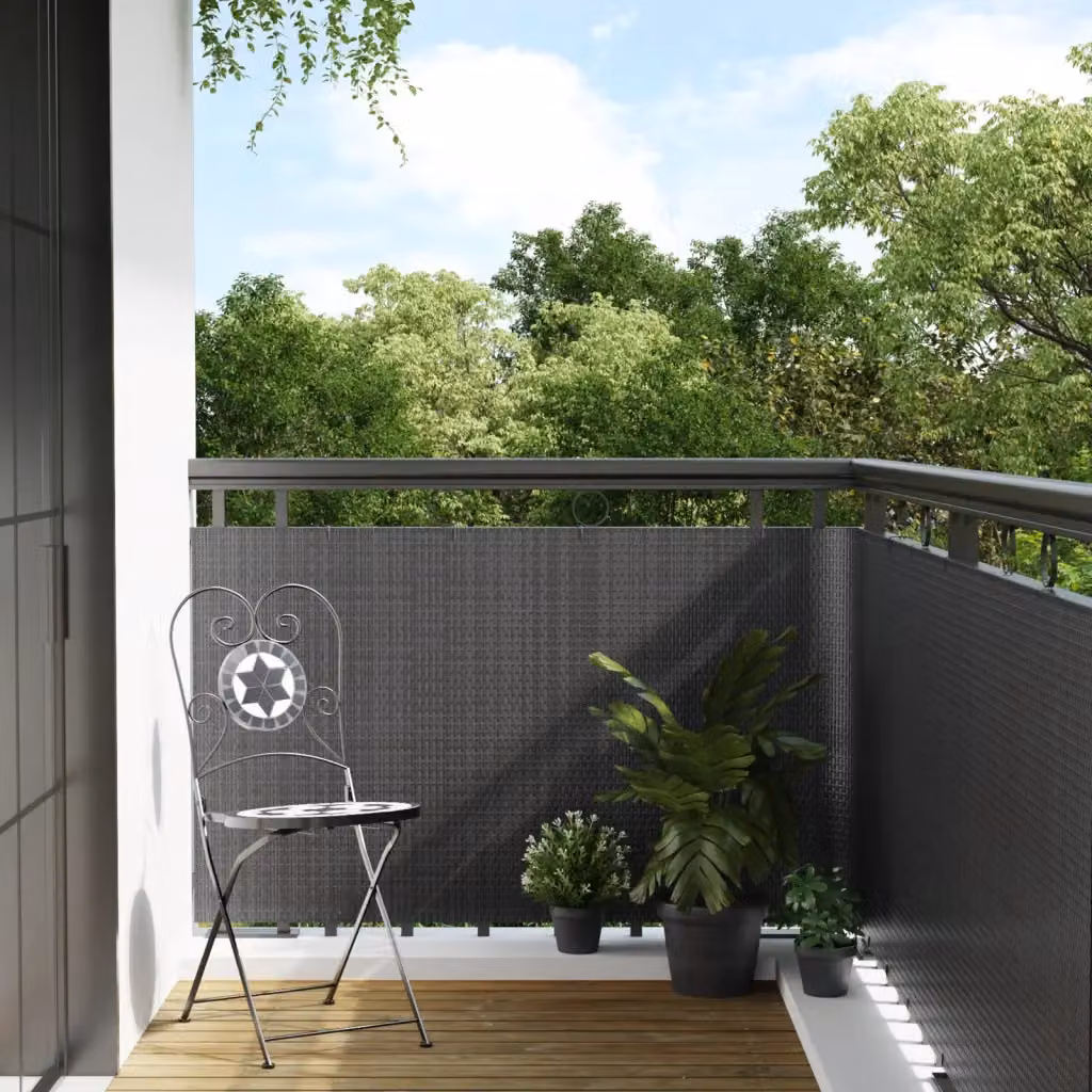 Paravento da balcone vidaXL in polyrattan color antracite L: 400 cm, H: 90 cm