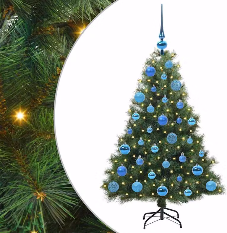 Albero di Natale artificiale con 150 LED Verde 120 cm PE e PVC