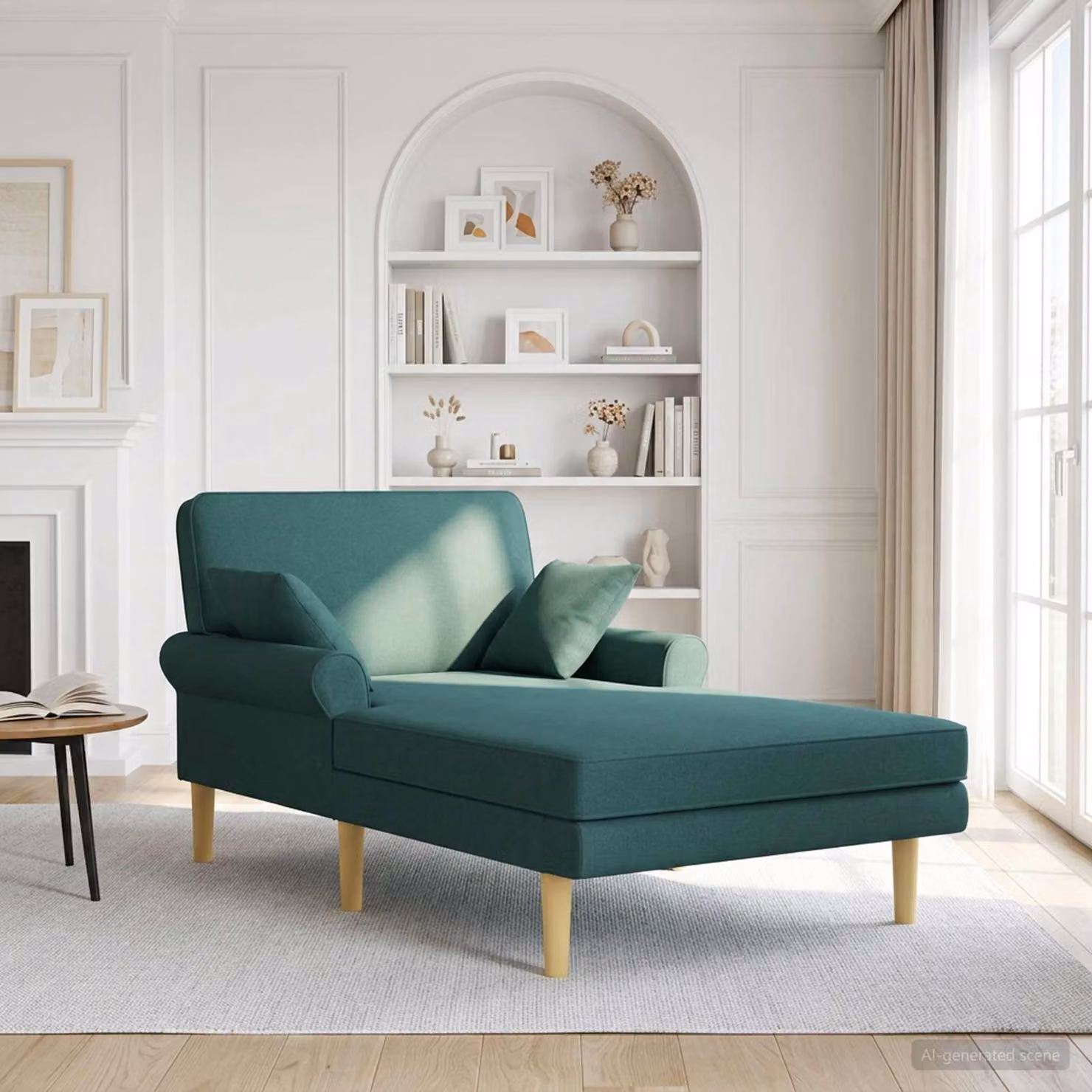 Chaise longue moderna vidaXL in tessuto verde con cuscini inclusi e coperture rimovibili L: 174 cm, P: 106 cm, H: 86 cm