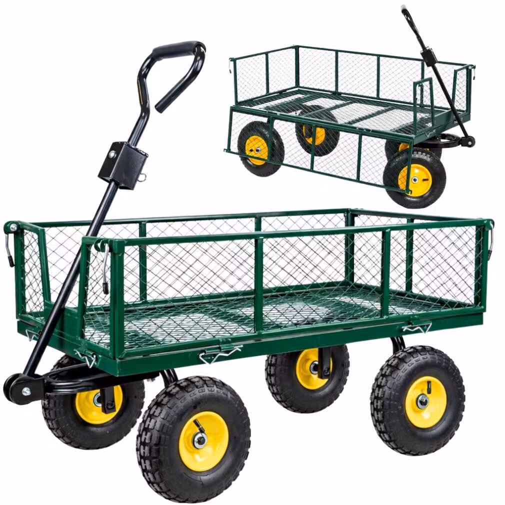 Carrello da giardino pieghevole, rimorchio in acciaio, 200 kg