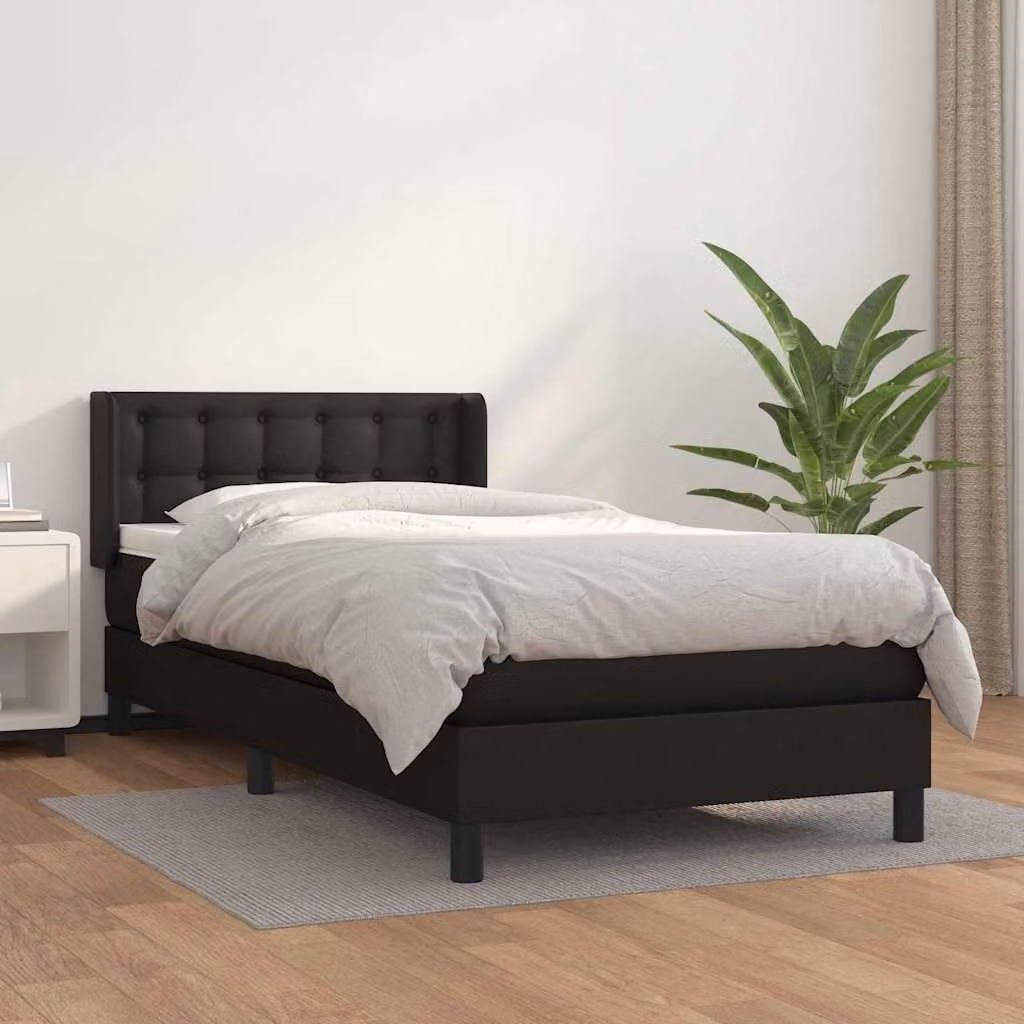 vidaXL Giroletto a Molle con Materasso in Similpelle Nero L/P/H: 200 x 100 x 88 cm – 1