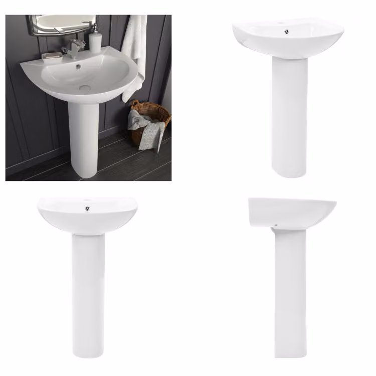 vidaXL Lavabo freestanding con colonna in Vetroceramica bianca 520x440x190 mm - Lavabo - Lavatoio - Lavatoi