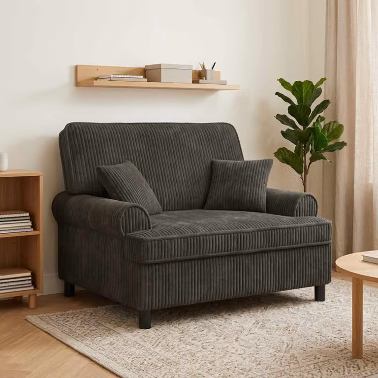 Poltrona relax XXL vidaXL con cuscini in tessuto a righe marrone e grigio