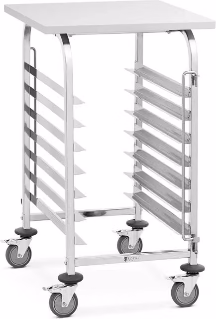 Carrello portavassoi da cucina professionale 7 vassoi + ripiano in acciaio inossidabile acciaio inossidabile 14_0008637