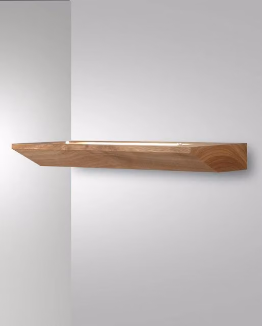 Linus Lampada da Parete in Metallo Legno e Vetro, 14W LED Integrato, 3000K Warm White, Dimmerabile a Taglio di Fase, Finitura Quercia, IP20