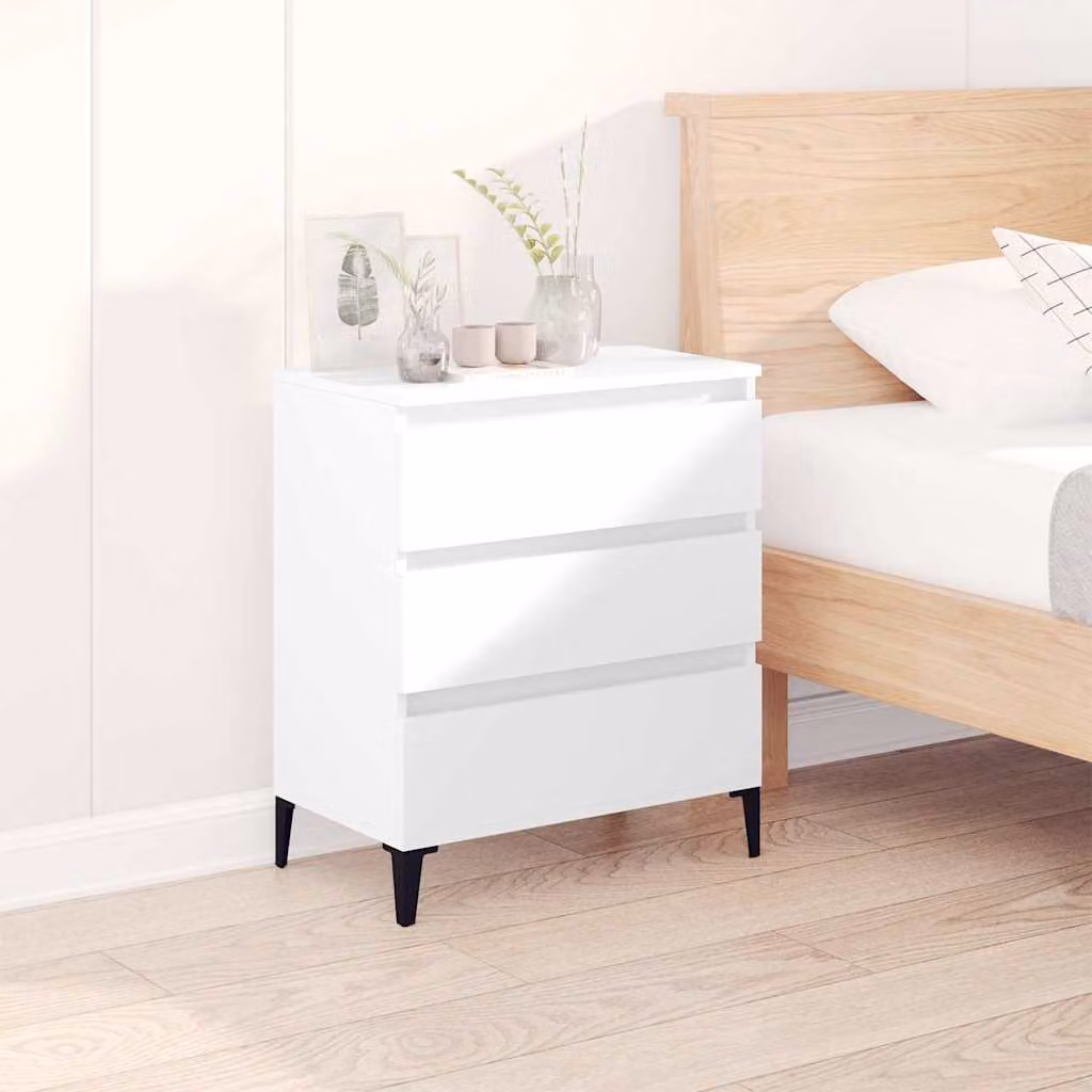 Credenza bianca vidaXL in legno e metallo da appendere al muro per soggiorno L: 60 cm, P: 35 cm, H: 70 cm