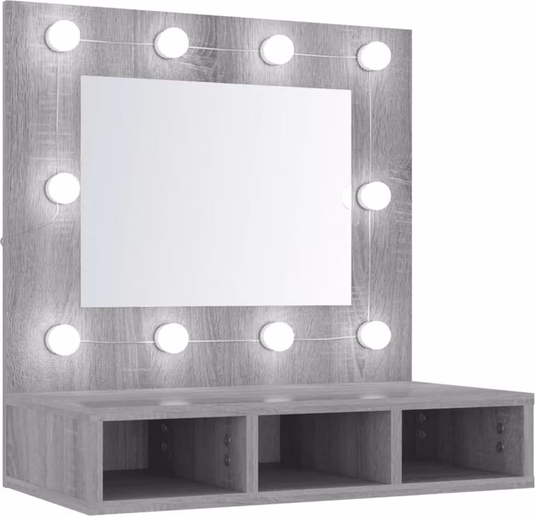 Mobile a Specchio con LED Grigio Sonoma 60x31,5x62 cm