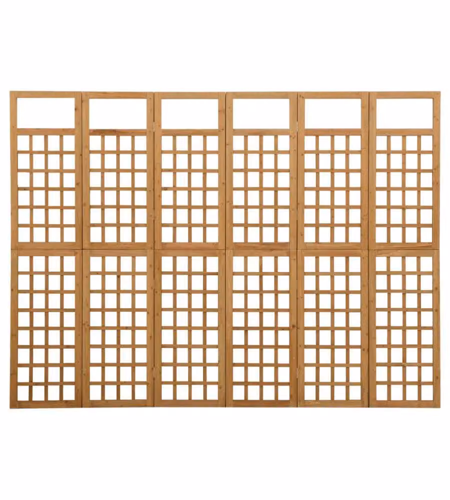 vidaXL Divisorio in Legno di Abete con 6 Pannelli, Separè Rustico per Giardino e Terrazzo, Colore Marrone, L: 242,5 cm, H: 180 cm