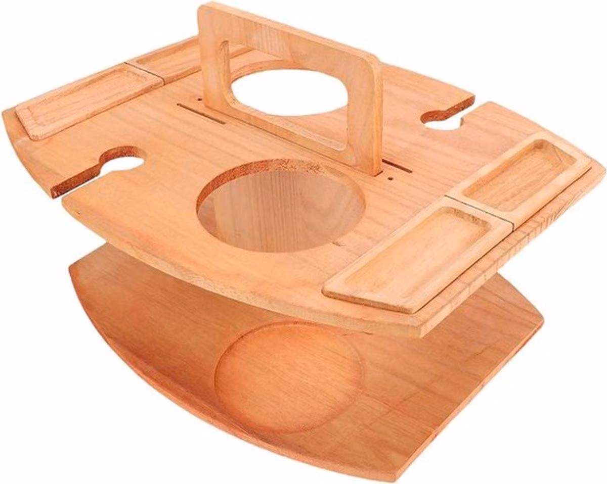 Tavolo pieghevole da picnic in legno di Paulownia per uso esterno, leggero e dotato di portabottiglie e portafruitti, ideale per campeggio e feste in giardino