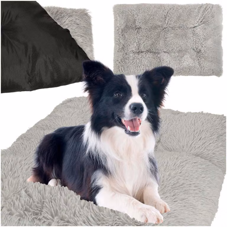 Cuccia per cani e gatti, lettino in peluche, cuscino peloso, cuscino shaggy, 115 cm, grigio