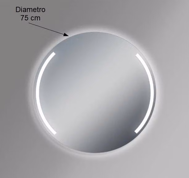 Specchio da Parete Rotondo Etrusca con Retroilluminazione a LED Argento Diametro: 75 cm