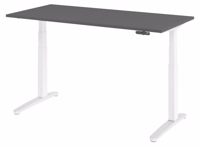 Scrivania elettrica bümö XBHM - Dimensioni: 160 x 80 cm, finitura: grafite, struttura: bianco/alluminio lucido